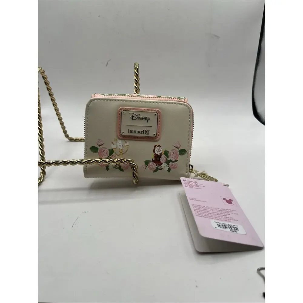 Loungefly Disney Beauty and the Beast Belle Small Zip Around Wallet Beige NWT
